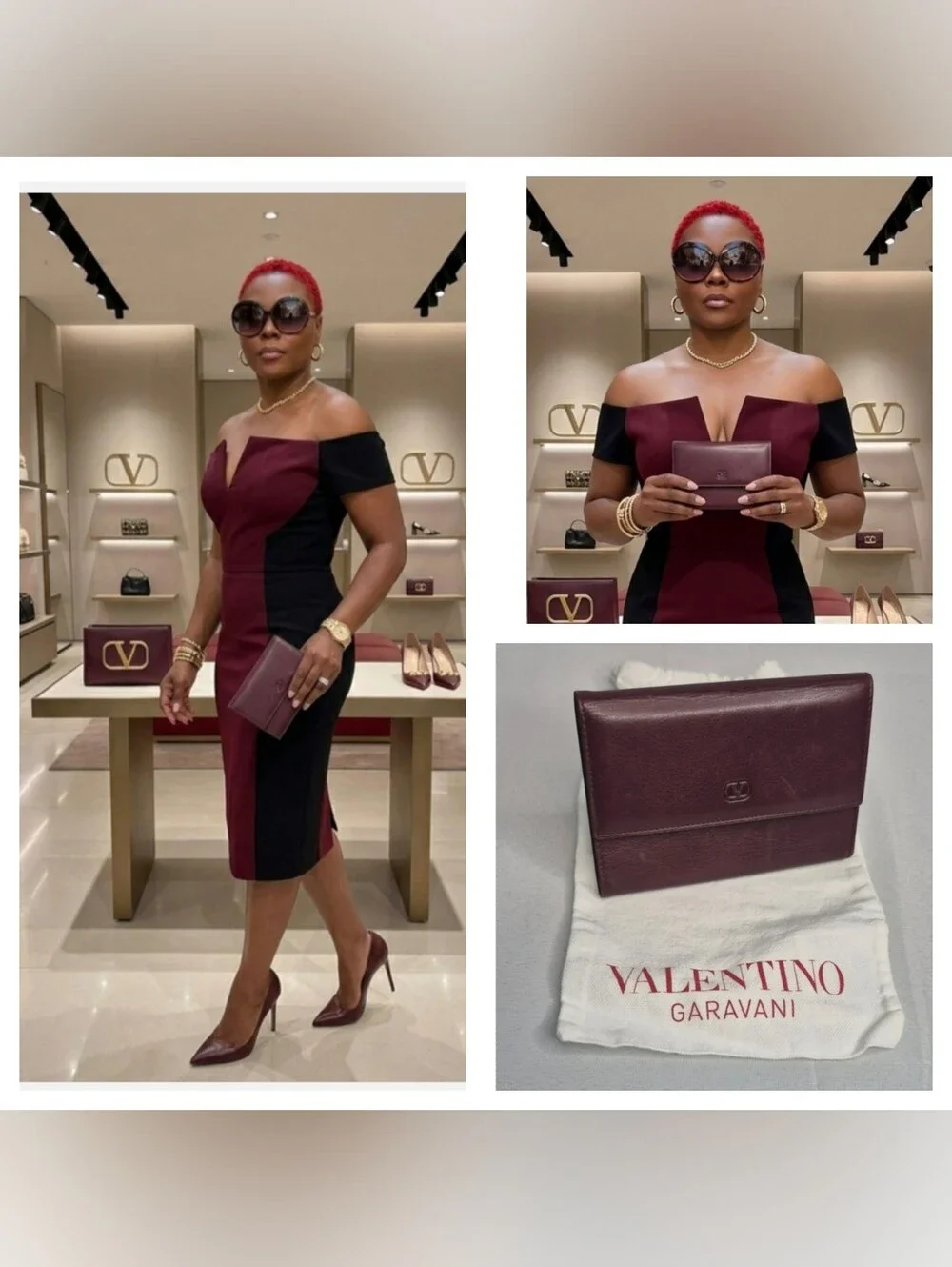 Valentino Garavani Burgundy Folded Leather Wallet NWOT